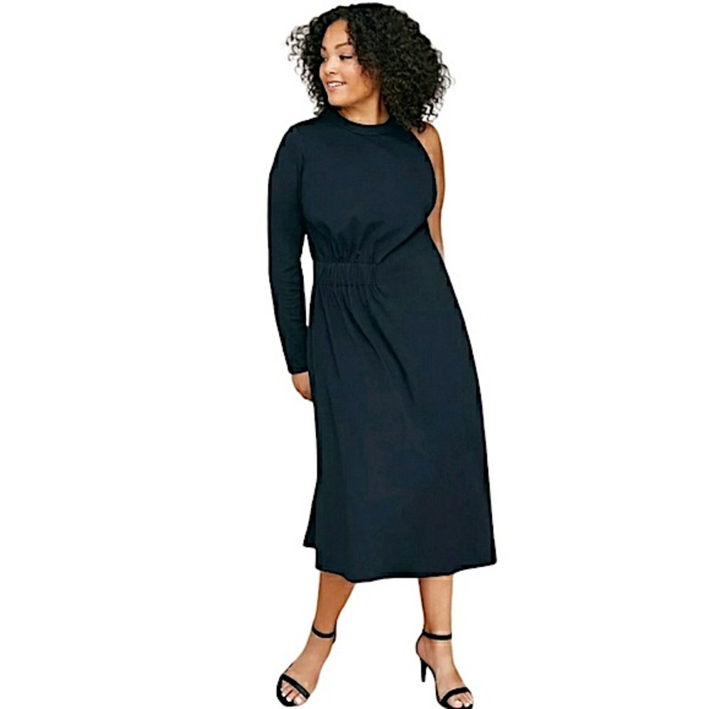 Lane Bryant One-Sleeve Asymmetrical Hem Maxi Dress - Picture 1 of 7